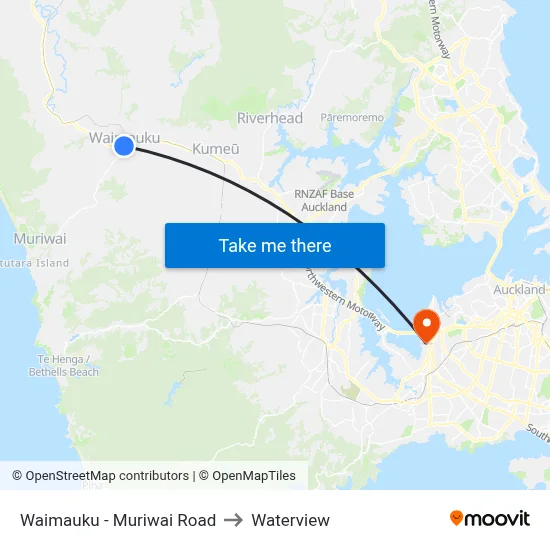 Waimauku - Muriwai Road to Waterview map