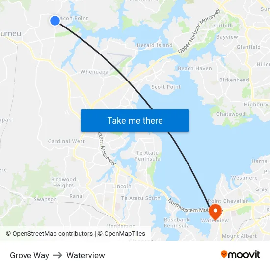 Grove Way to Waterview map