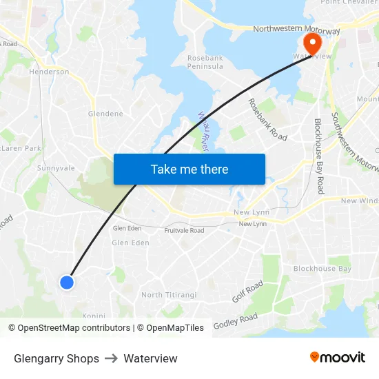 Glengarry Shops to Waterview map