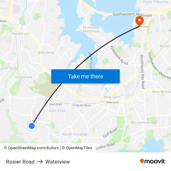 Rosier Road to Waterview map
