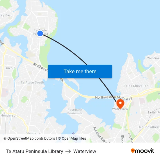 Te Atatu Peninsula Library to Waterview map