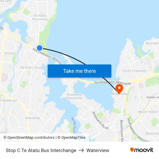 Stop C Te Atatu Bus Interchange to Waterview map