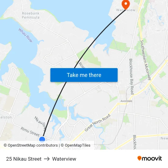 25 Nikau Street to Waterview map