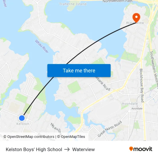 Kelston Boys' High School to Waterview map