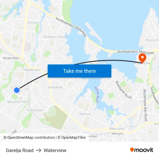 Garelja Road to Waterview map