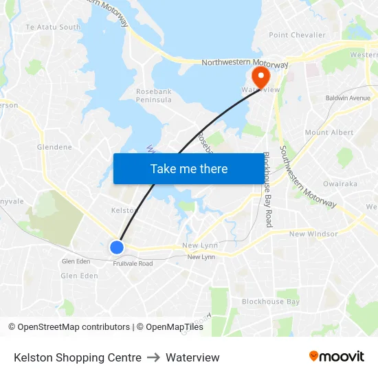 Kelston Shopping Centre to Waterview map
