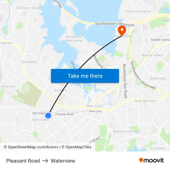 Pleasant Road to Waterview map