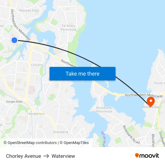 Chorley Avenue to Waterview map