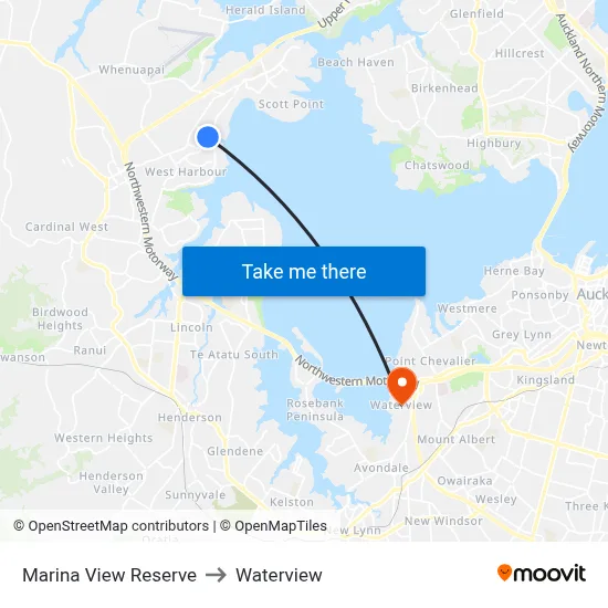 Marina View Reserve to Waterview map