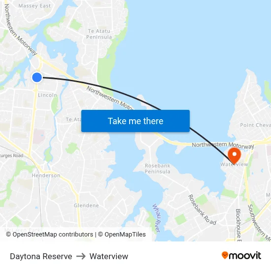 Daytona Reserve to Waterview map