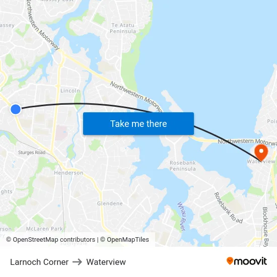 Larnoch Corner to Waterview map