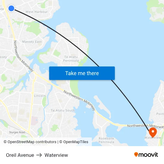 Oreil Avenue to Waterview map