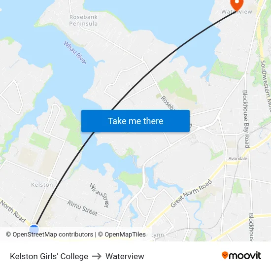 Kelston Girls' College to Waterview map