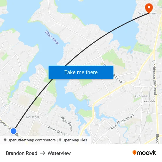 Brandon Road to Waterview map
