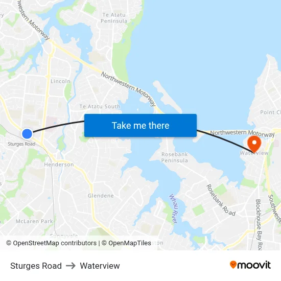 Sturges Road to Waterview map