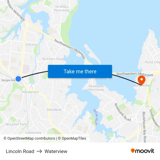Lincoln Road to Waterview map