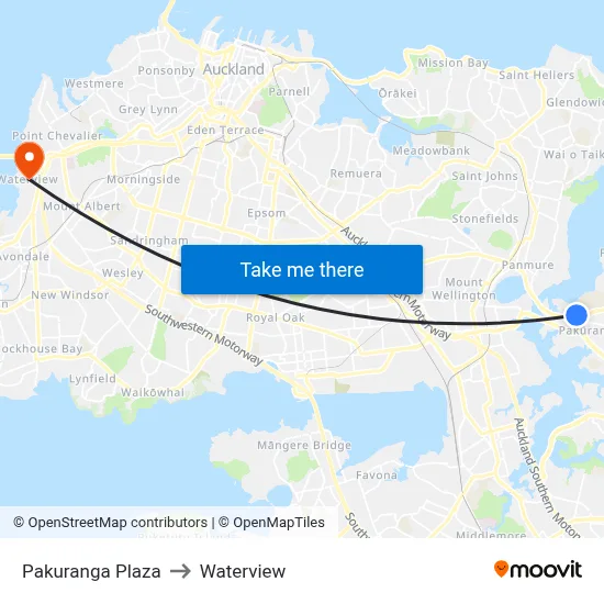 Pakuranga Plaza to Waterview map