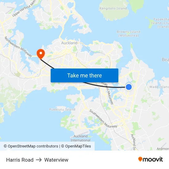 Harris Road to Waterview map