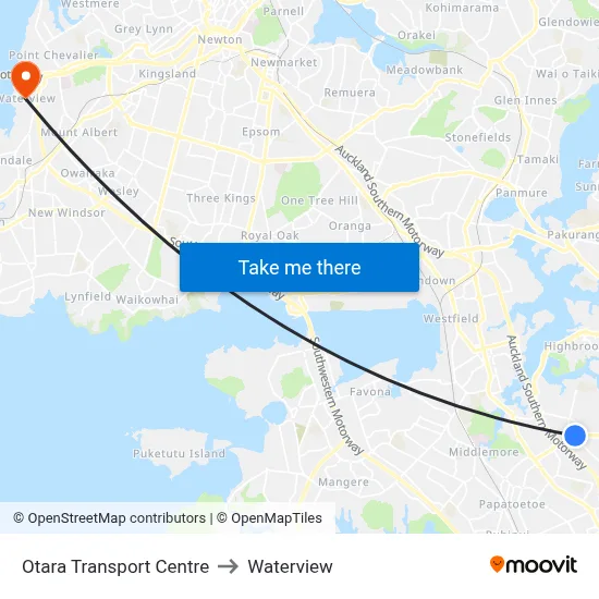 Otara Transport Centre to Waterview map