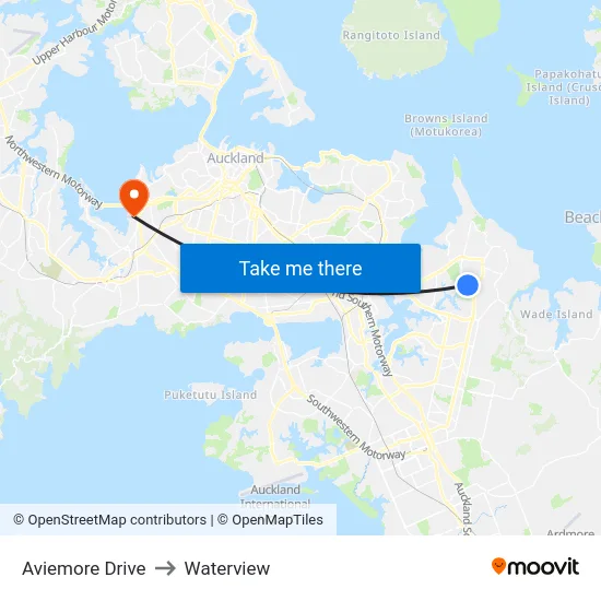 Aviemore Drive to Waterview map