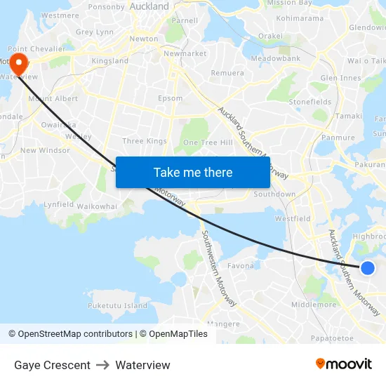 Gaye Crescent to Waterview map