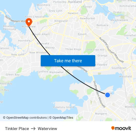 Tinkler Place to Waterview map