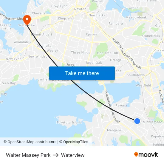 Walter Massey Park to Waterview map