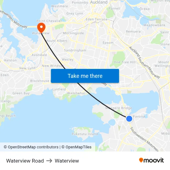 Waterview Road to Waterview map