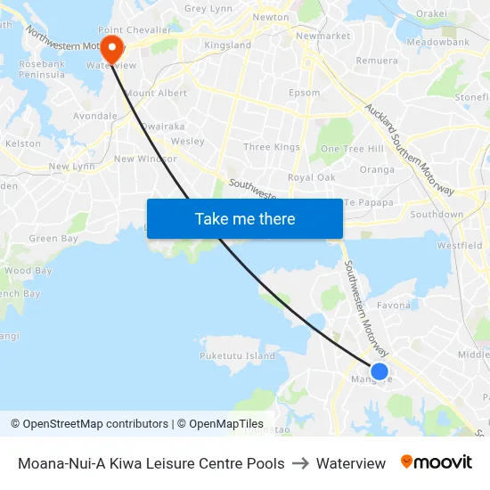 Moana-Nui-A Kiwa Leisure Centre Pools to Waterview map