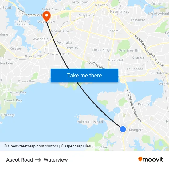 Ascot Road to Waterview map