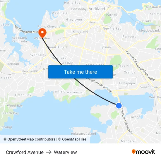 Crawford Avenue to Waterview map