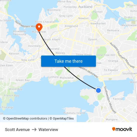 Scott Avenue to Waterview map