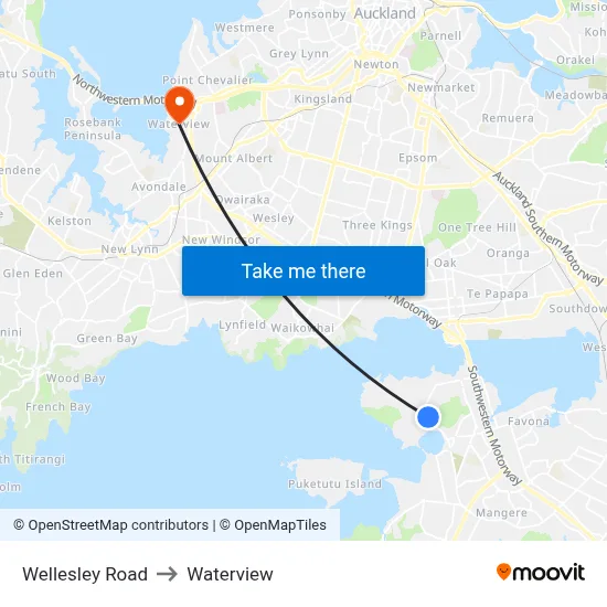 Wellesley Road to Waterview map