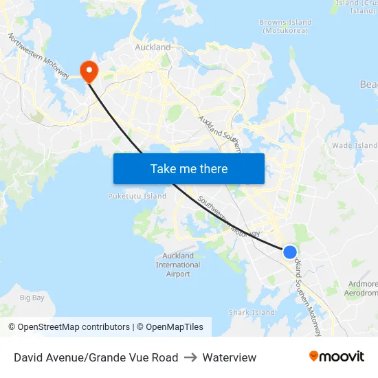 David Avenue/Grande Vue Road to Waterview map
