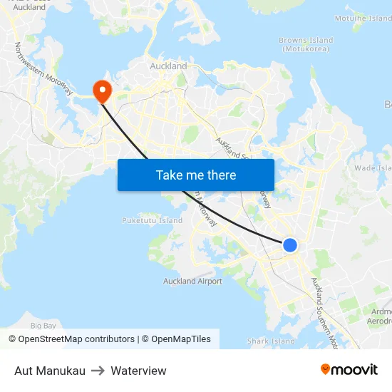 Aut Manukau to Waterview map