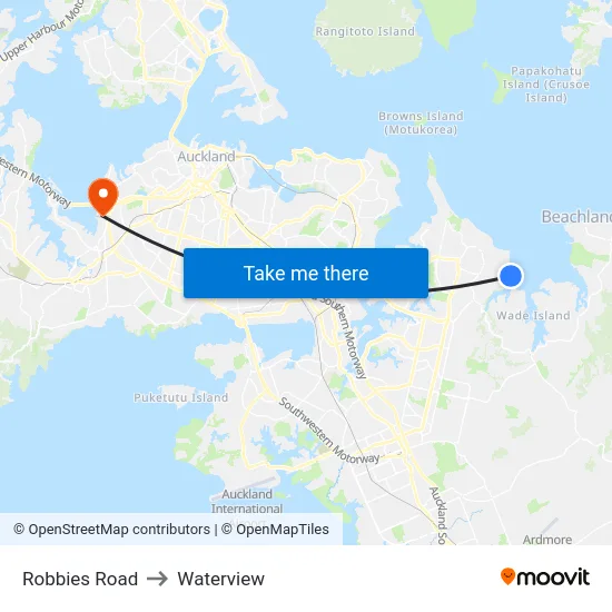 Robbies Road to Waterview map
