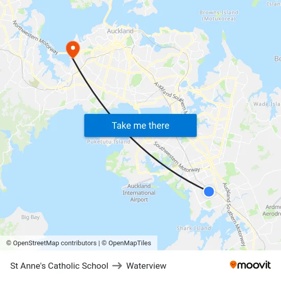 St Anne's Catholic School to Waterview map