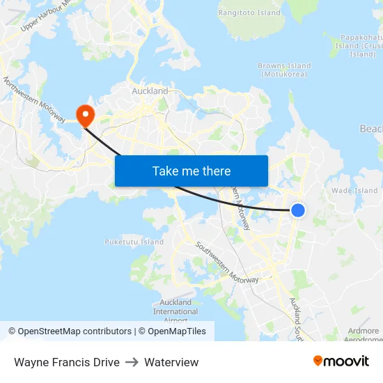 Wayne Francis Drive to Waterview map