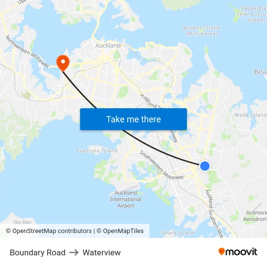 Boundary Road to Waterview map