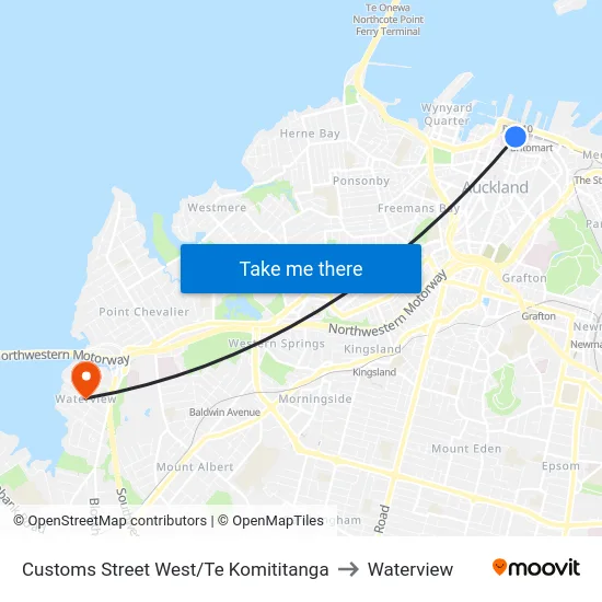 Customs Street West/Te Komititanga to Waterview map
