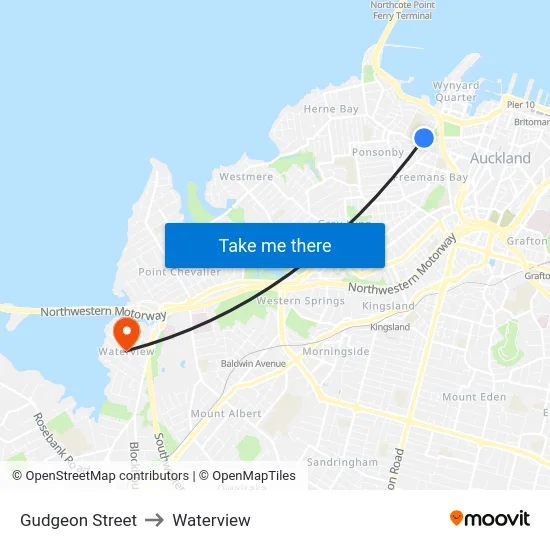 Gudgeon Street to Waterview map