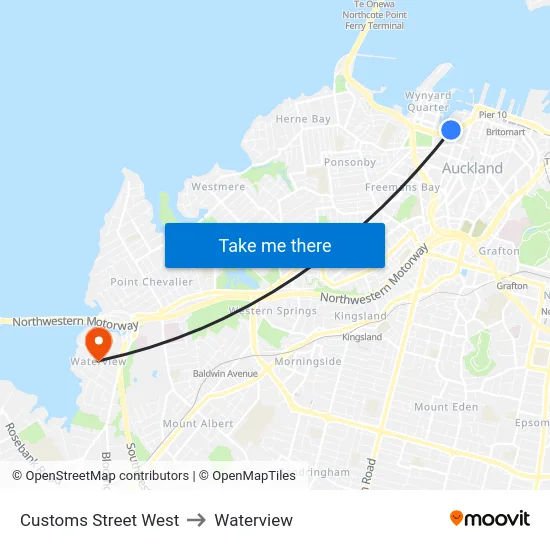 Customs Street West to Waterview map