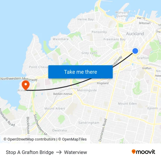 Stop A Grafton Bridge to Waterview map