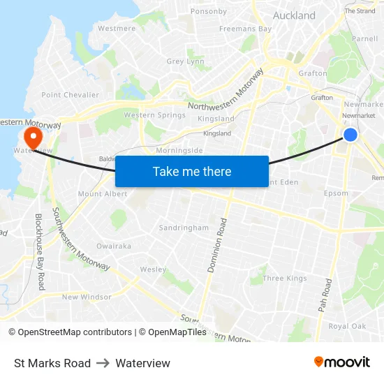 St Marks Road to Waterview map