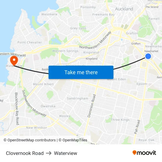 Clovernook Road to Waterview map