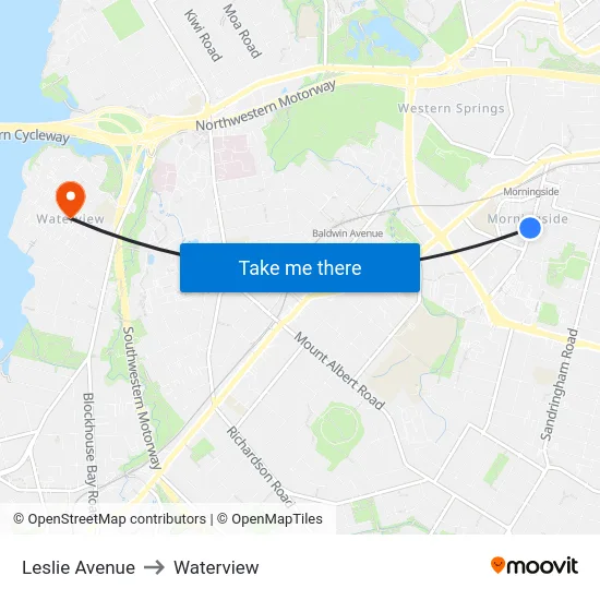 Leslie Avenue to Waterview map