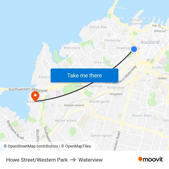 Howe Street/Western Park to Waterview map