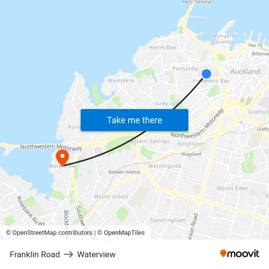 Franklin Road to Waterview map