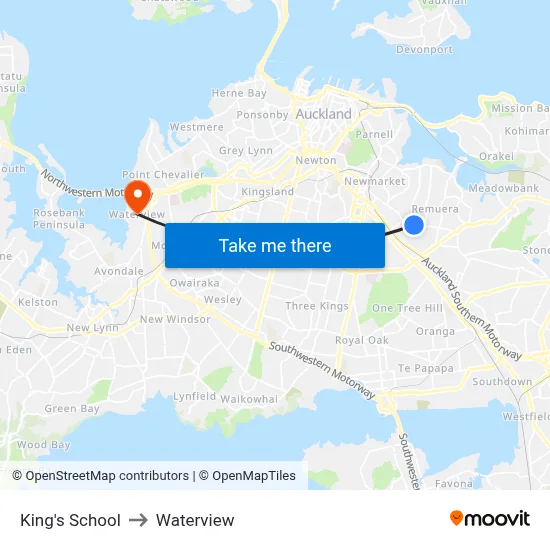 King's School to Waterview map