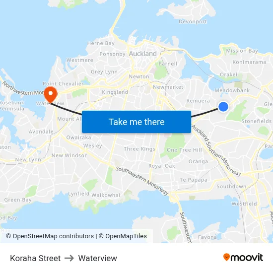 Koraha Street to Waterview map